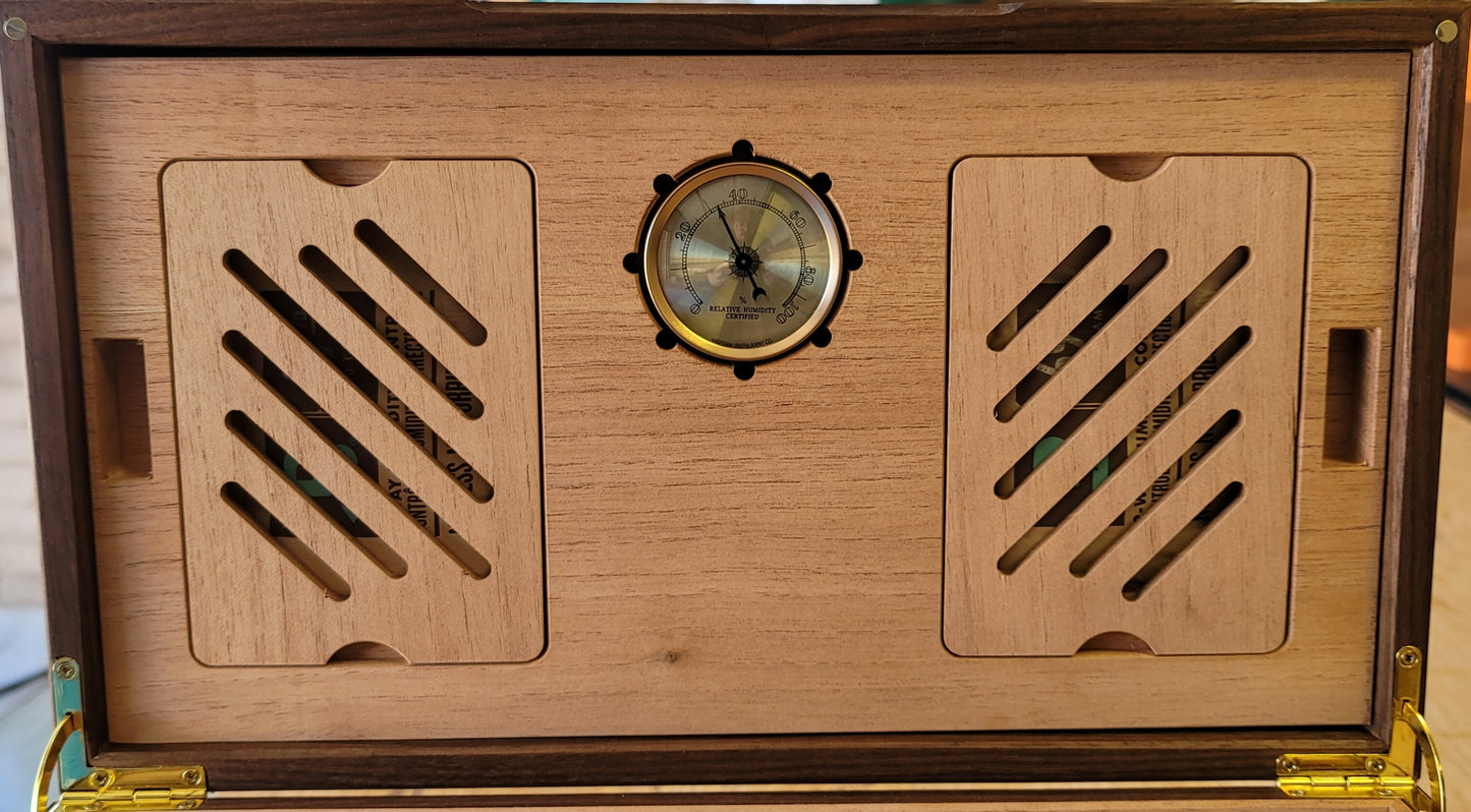 Cigar Humidor - Black Walnut with Spanish Cedar Lining - 80 Capacity