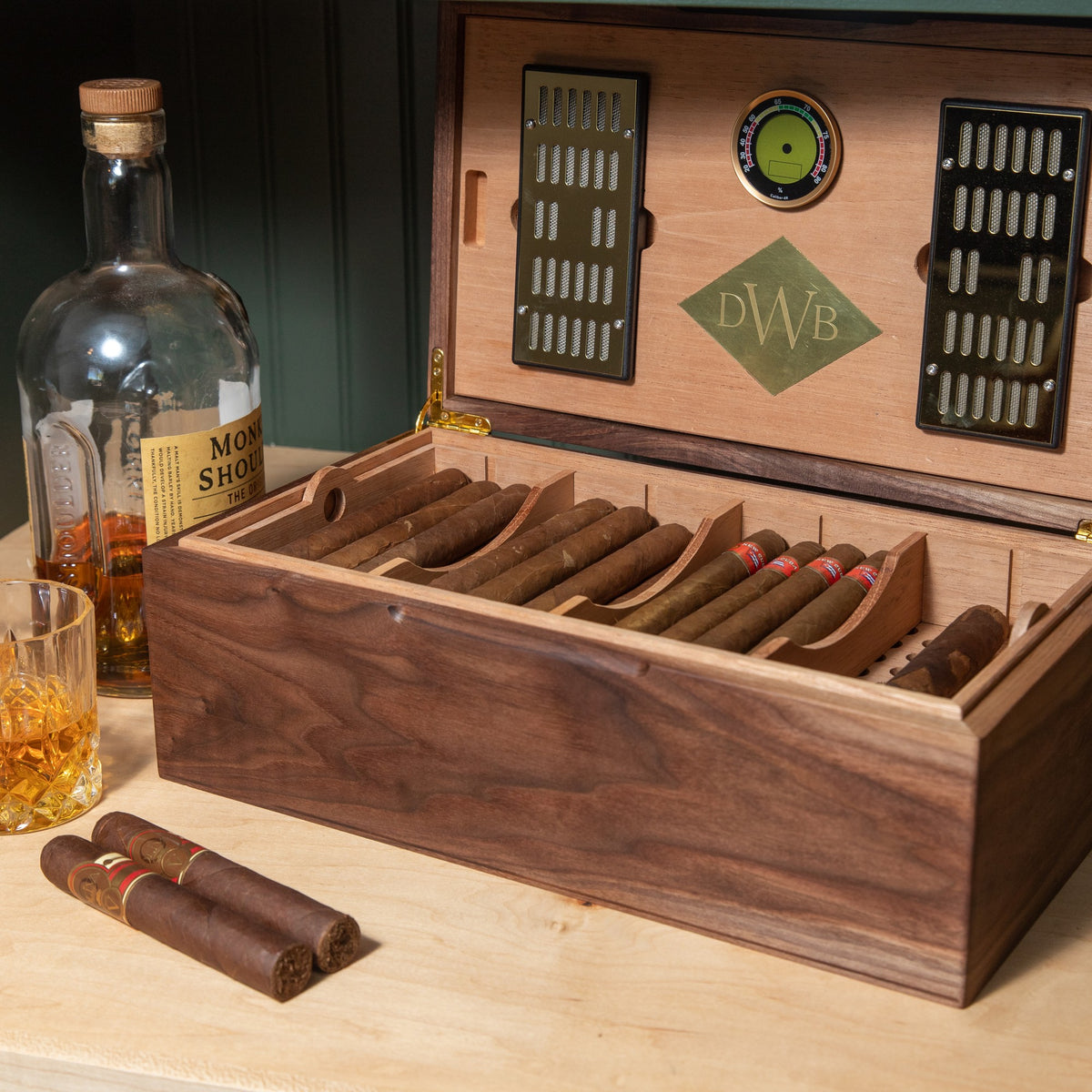 Black Walnut Cigar Humidor, handmade by Red Ridge Woodworking, view 29