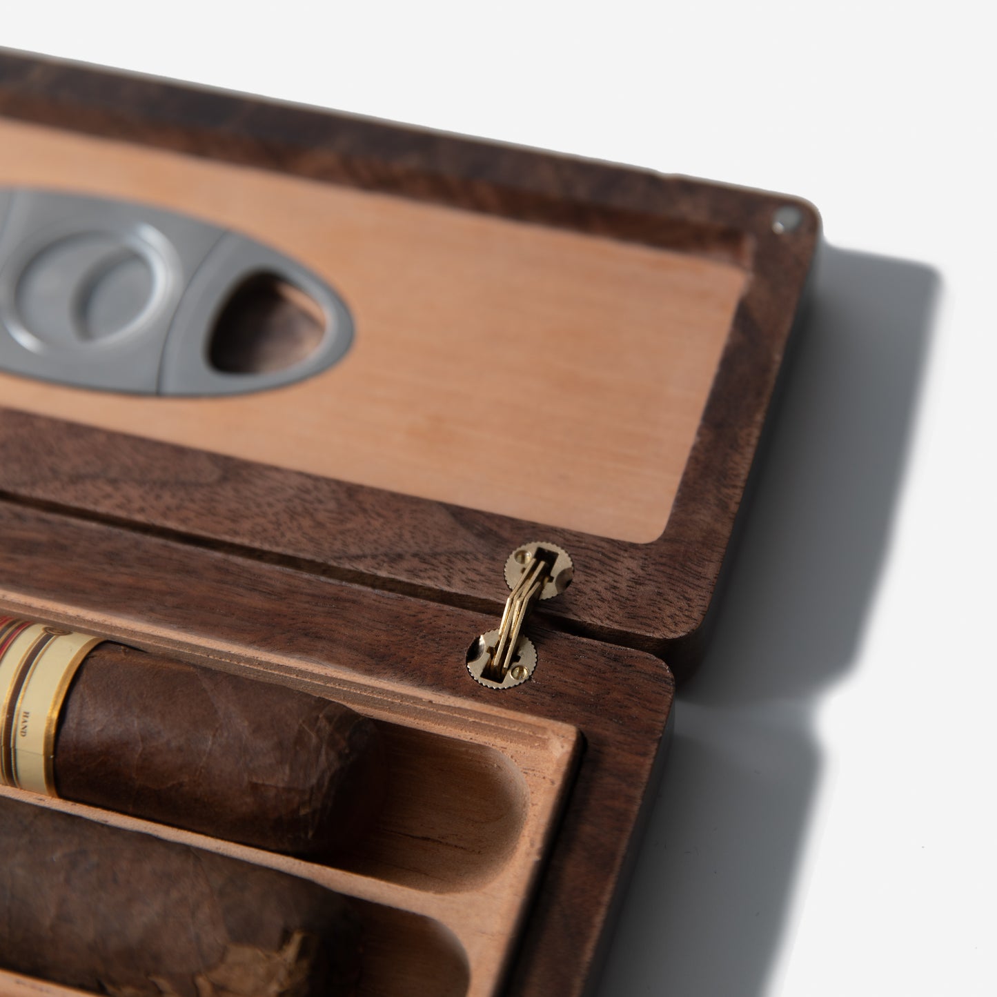 Cigar Travel Case - Redwood Burl Inlay - Personalized Brass Engraving - Spanish Cedar Lining