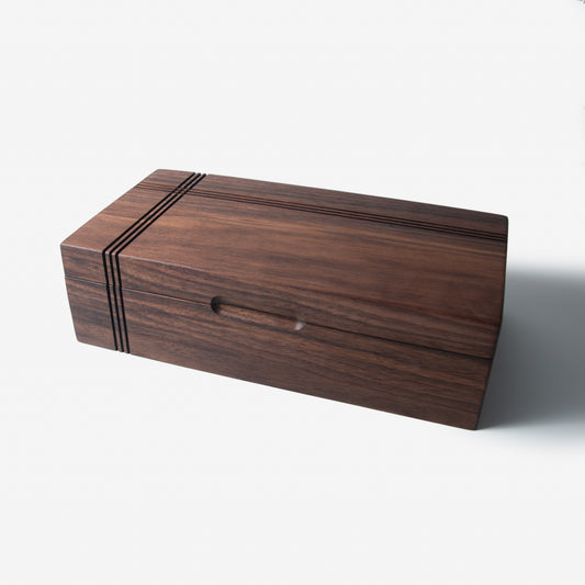 Black Walnut - Handcrafted with 8 compartments and Hinged Lid with Brass Hinges