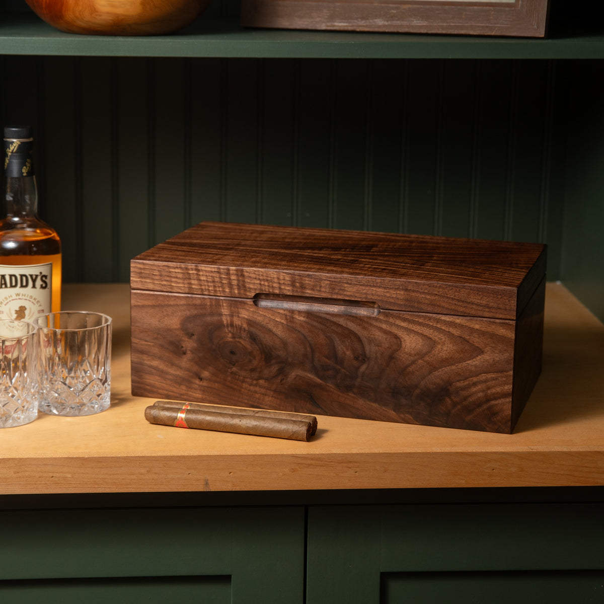 Black Walnut Cigar Humidor, handmade by Red Ridge Woodworking, view 20