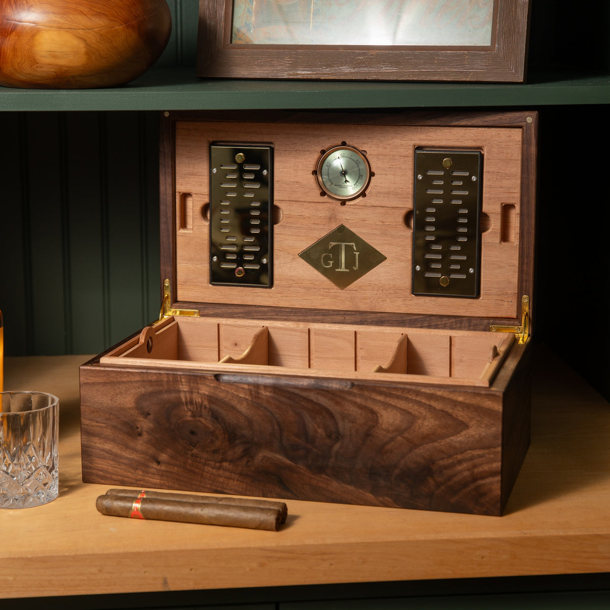 Black Walnut Cigar Humidor, handmade by Red Ridge Woodworking, view 21