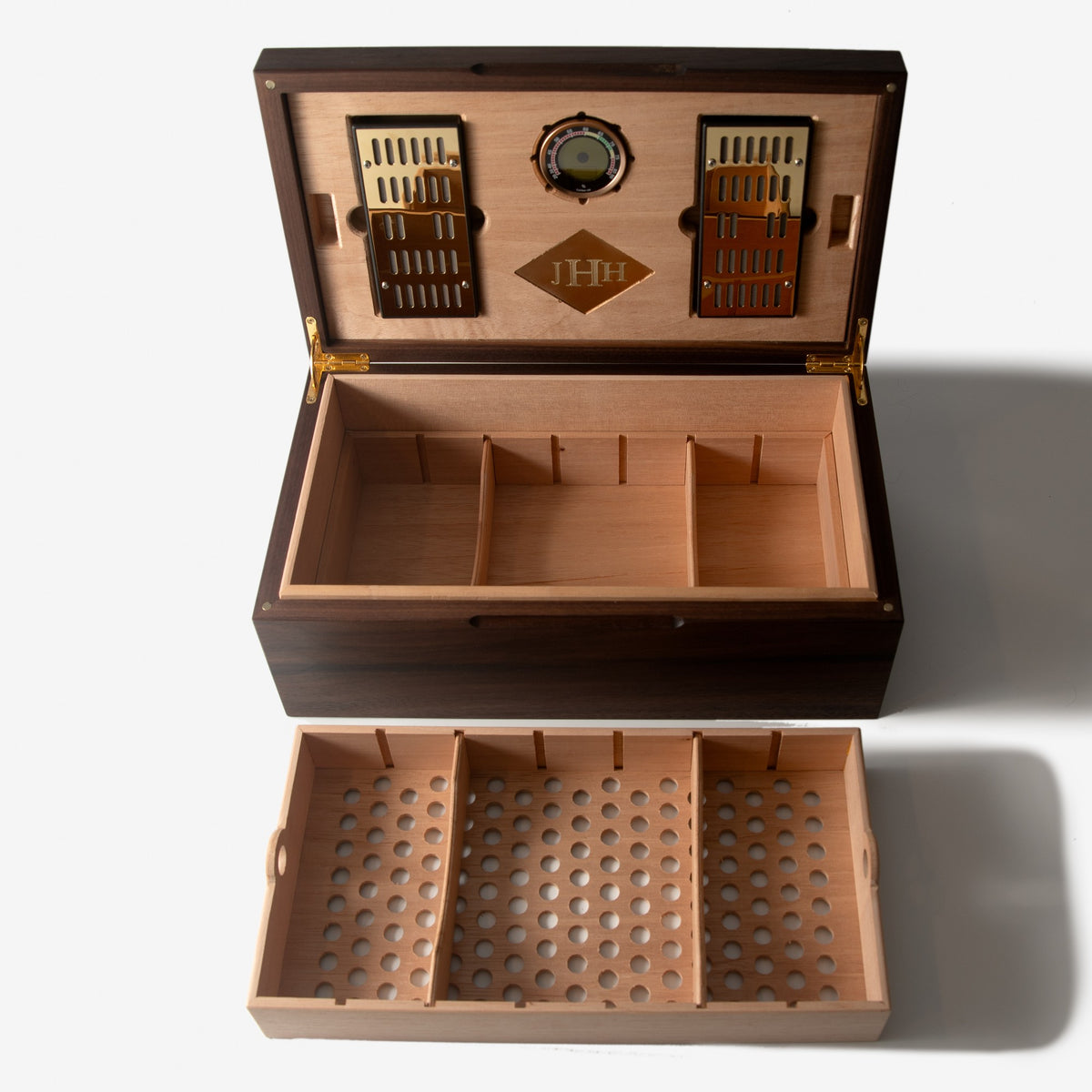 Black Walnut Cigar Humidor, handmade by Red Ridge Woodworking, view 24