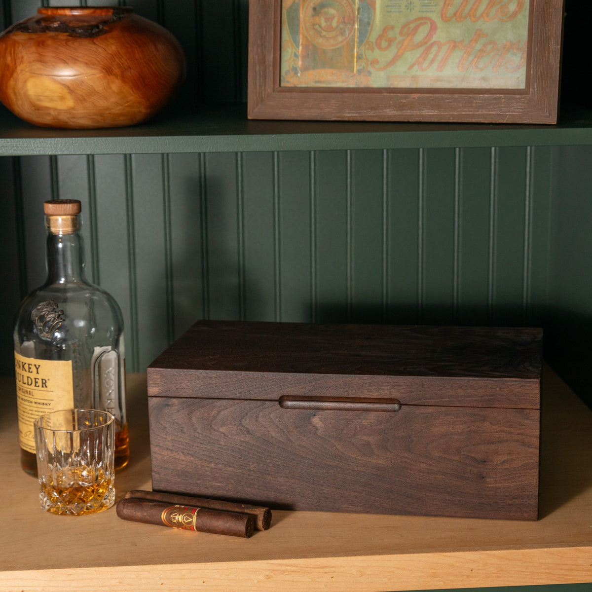 Black Walnut Cigar Humidor, handmade by Red Ridge Woodworking, view 27