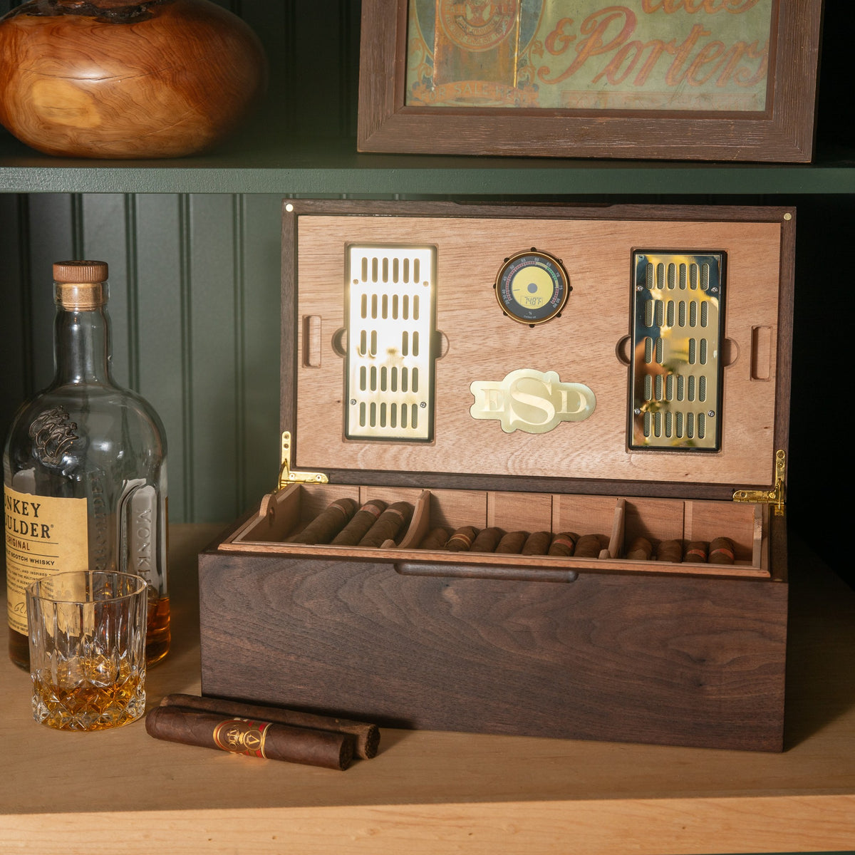 Black Walnut Cigar Humidor, handmade by Red Ridge Woodworking, view 28