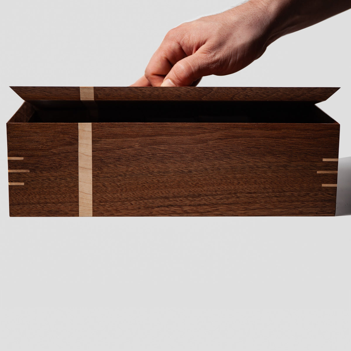 Black Walnut and Maple Tea Box, handmade by Red Ridge Woodworking, view 9