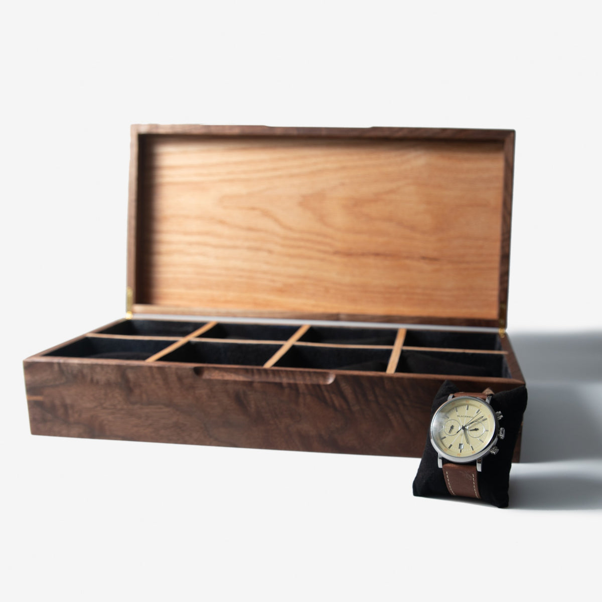 Black Walnut and Oak Watch Box, handmade by Red Ridge Woodworking, view 12