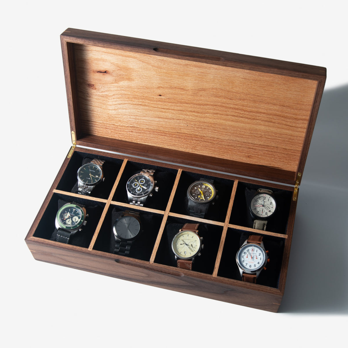 Black Walnut and Oak Watch Box, handmade by Red Ridge Woodworking, view 20