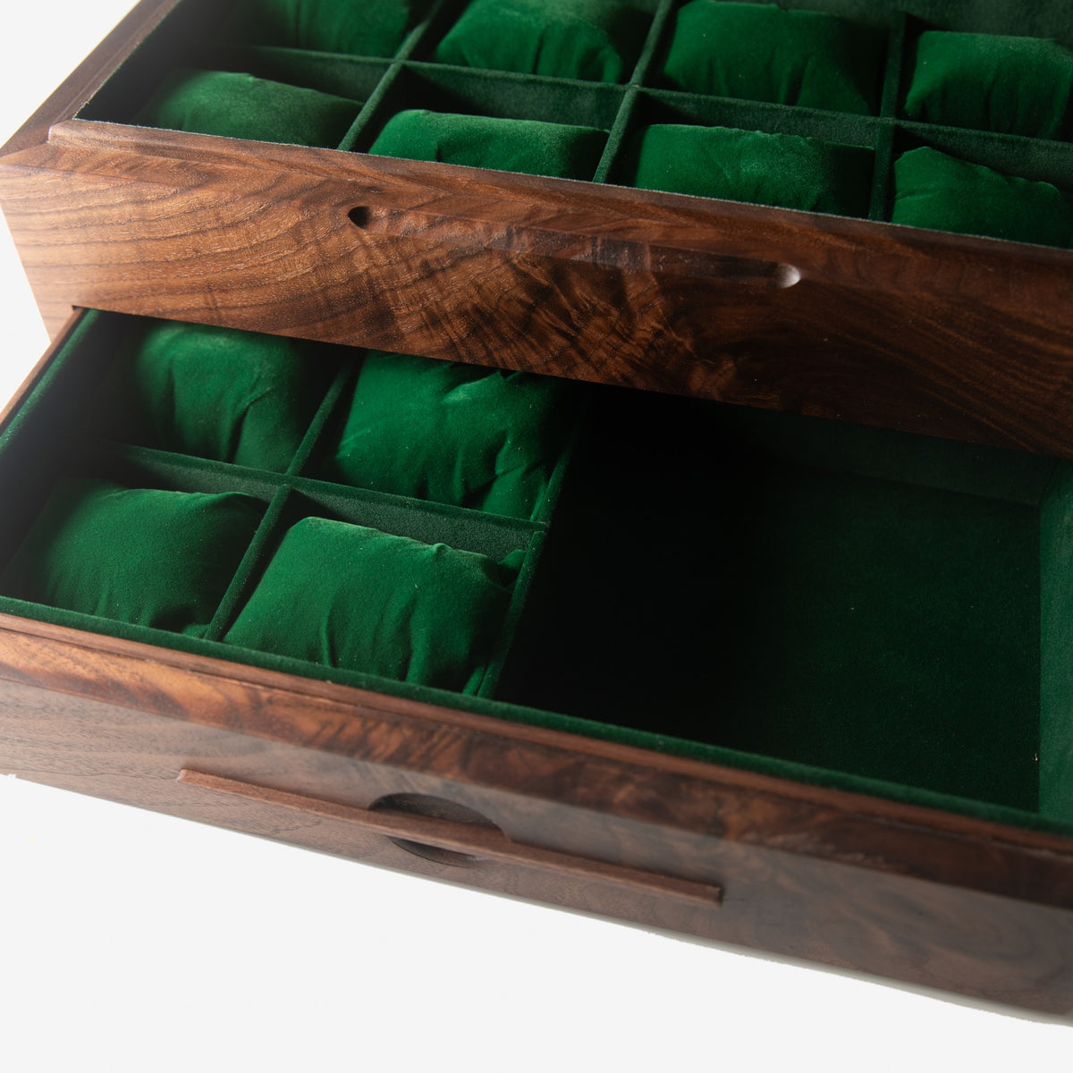 Solid Black Walnut Watch Box with Drawer, handmade by Red Ridge Woodworking, view 16
