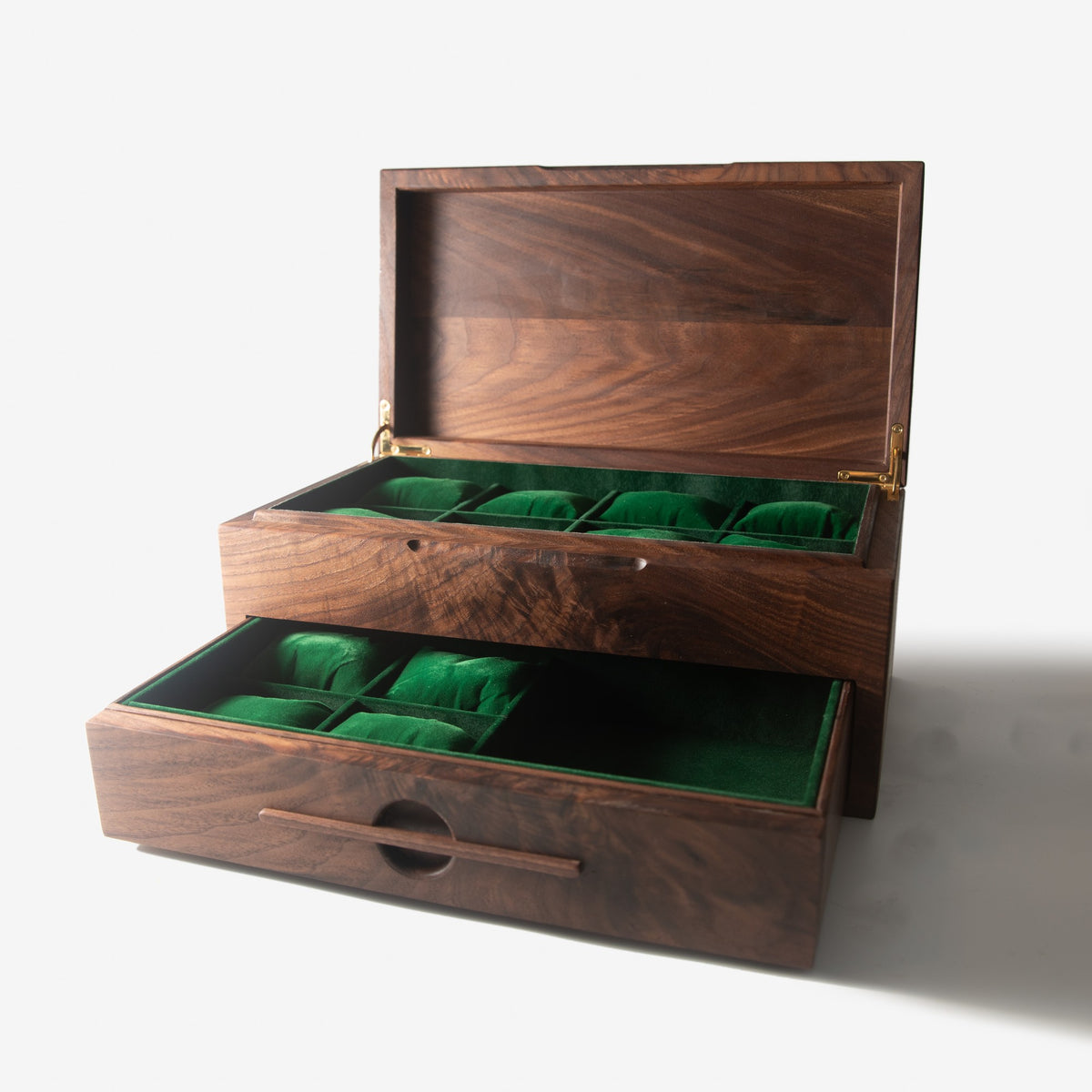 Solid Black Walnut Watch Box with Drawer, handmade by Red Ridge Woodworking, view 17