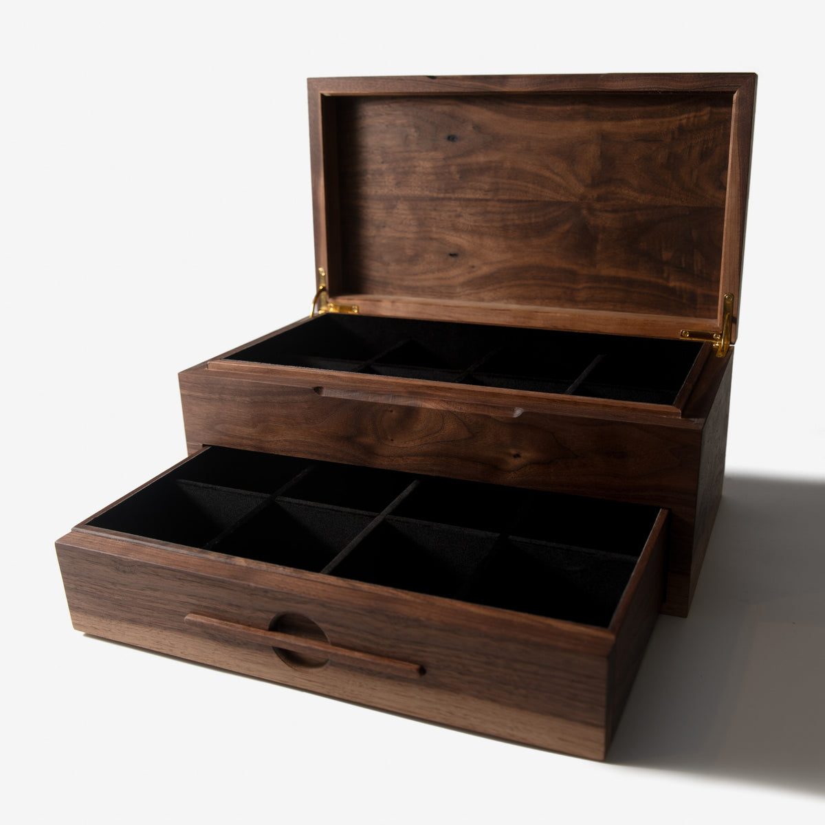 Solid Black Walnut Watch Box with Drawer, handmade by Red Ridge Woodworking, view 18