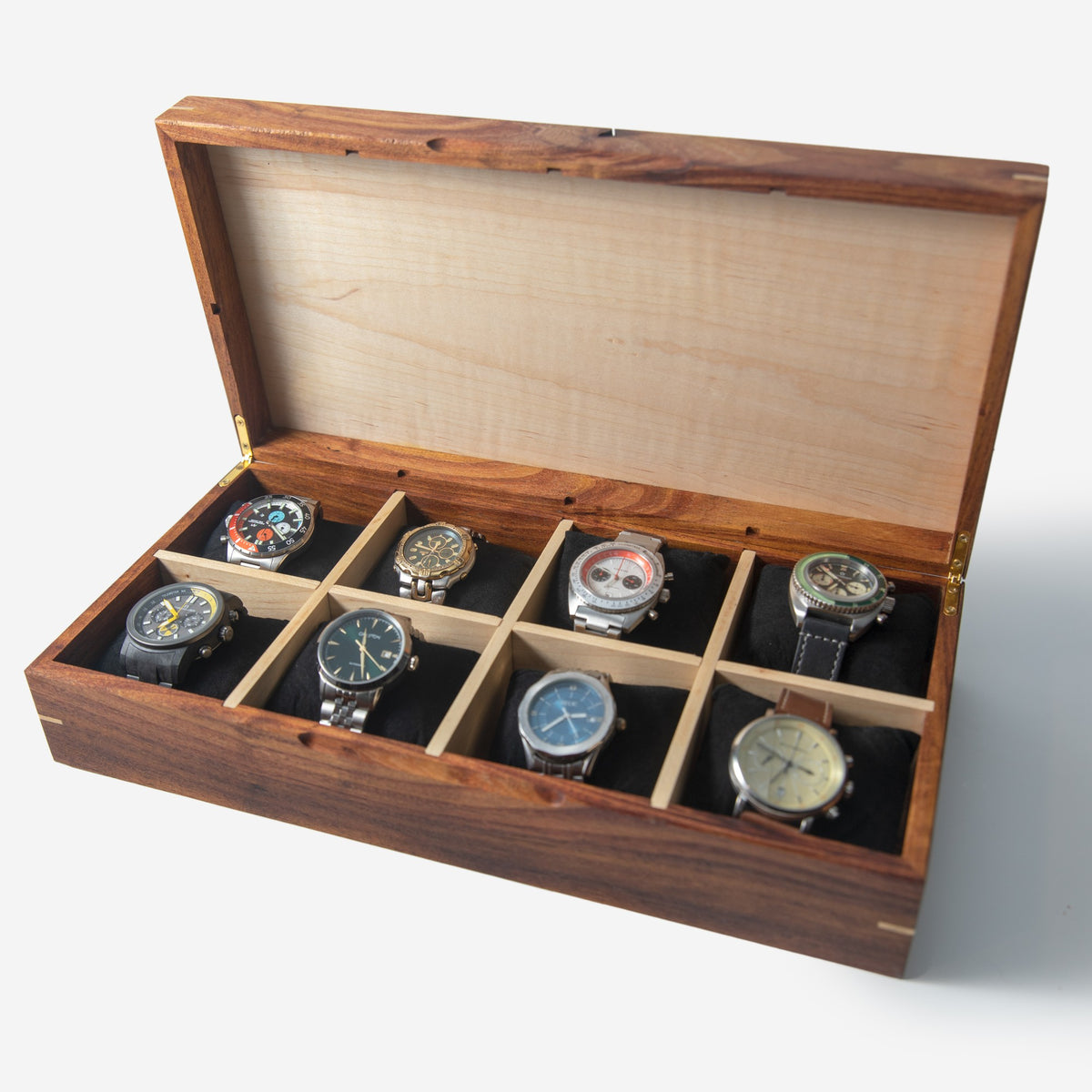 Desert Mesquite and Curly Maple Watch Box, handmade by Red Ridge Woodworking, view 14