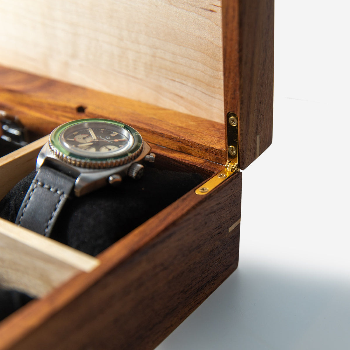 Desert Mesquite and Curly Maple Watch Box, handmade by Red Ridge Woodworking, view 17
