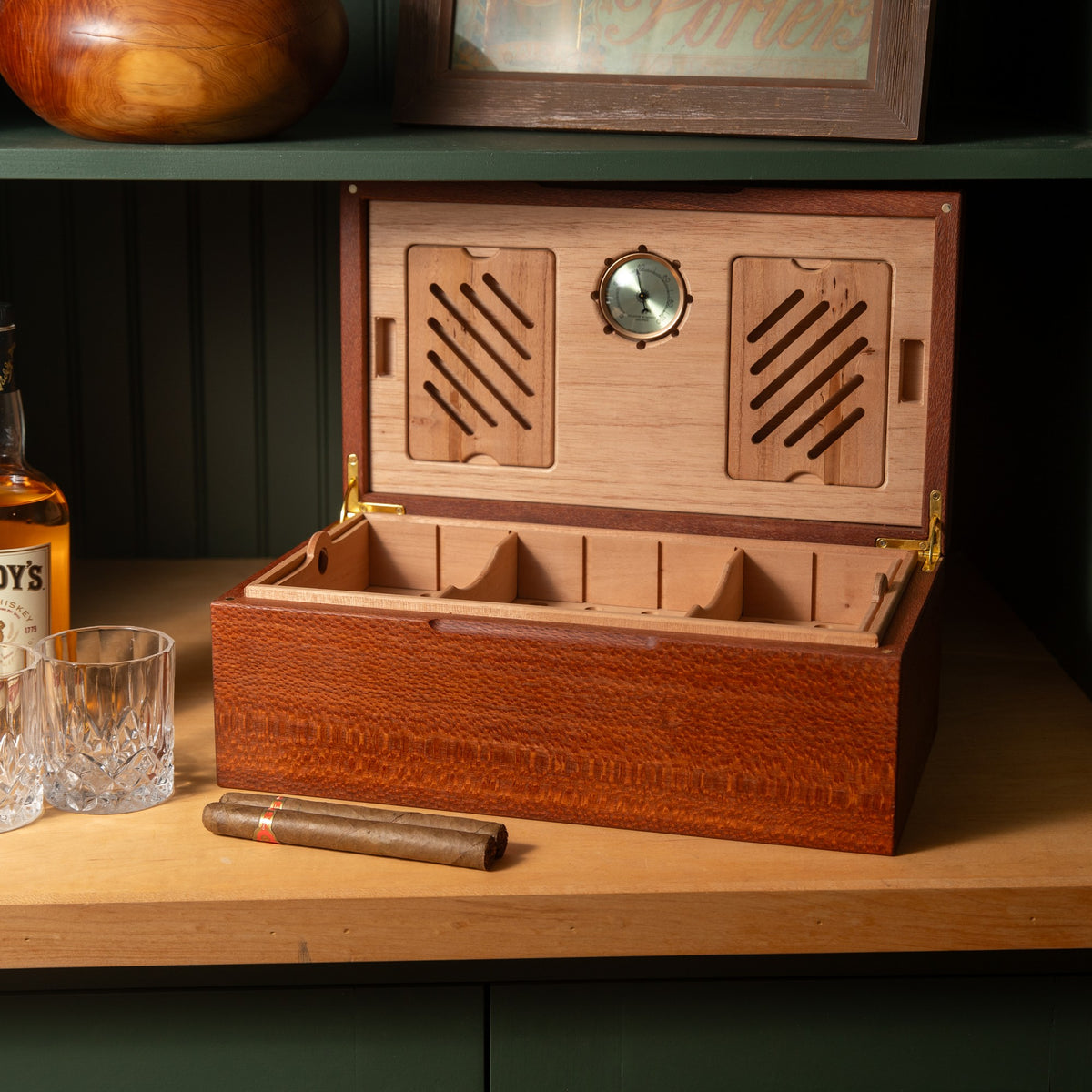Lacewood Cigar Humidor, handmade by Red Ridge Woodworking, view 16