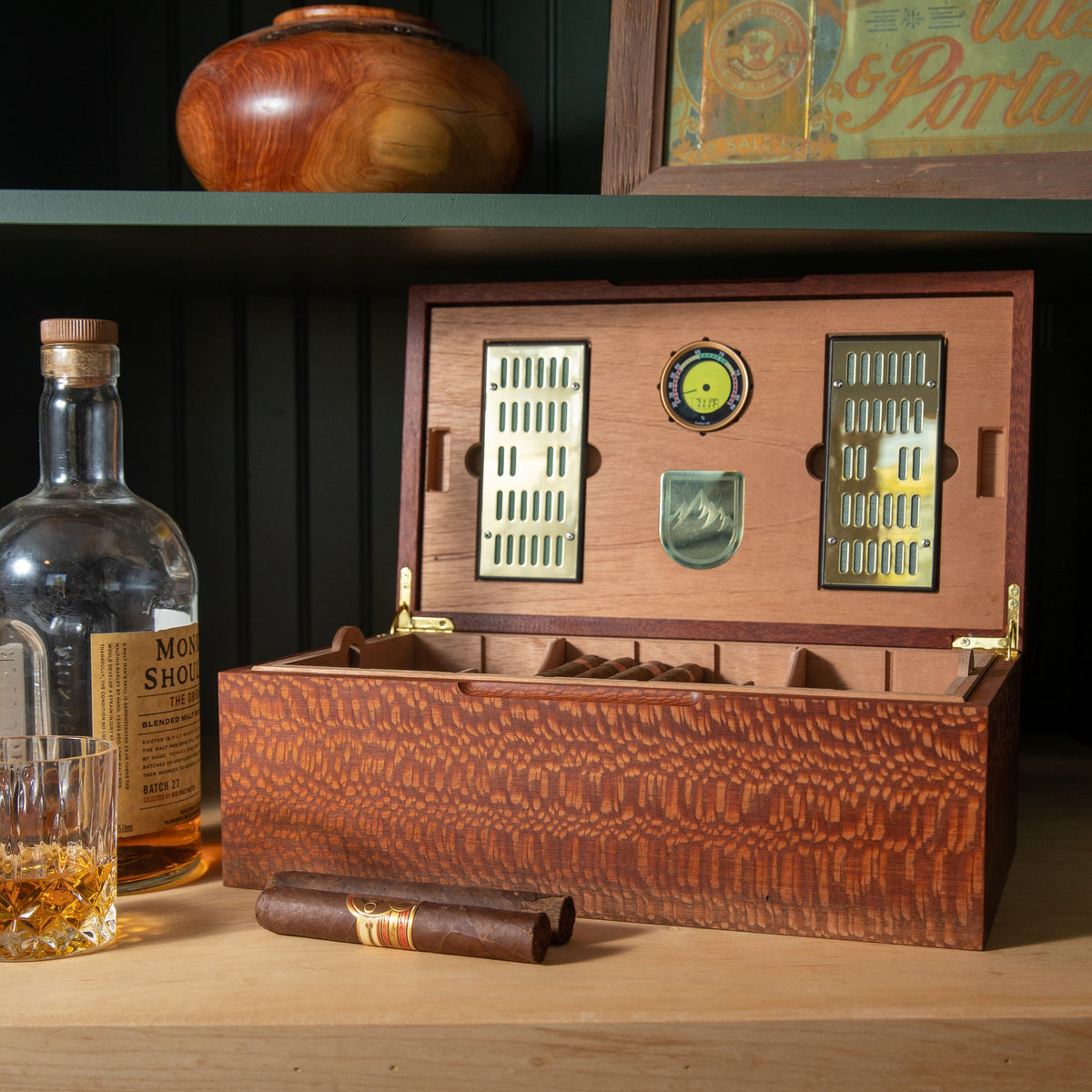 Lacewood Cigar Humidor, handmade by Red Ridge Woodworking, view 18