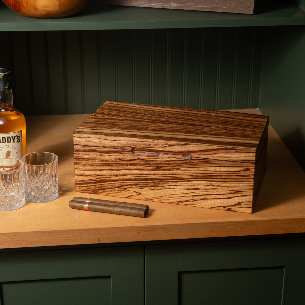 Zebrawood Cigar Humidor, handmade by Red Ridge Woodworking, view 17