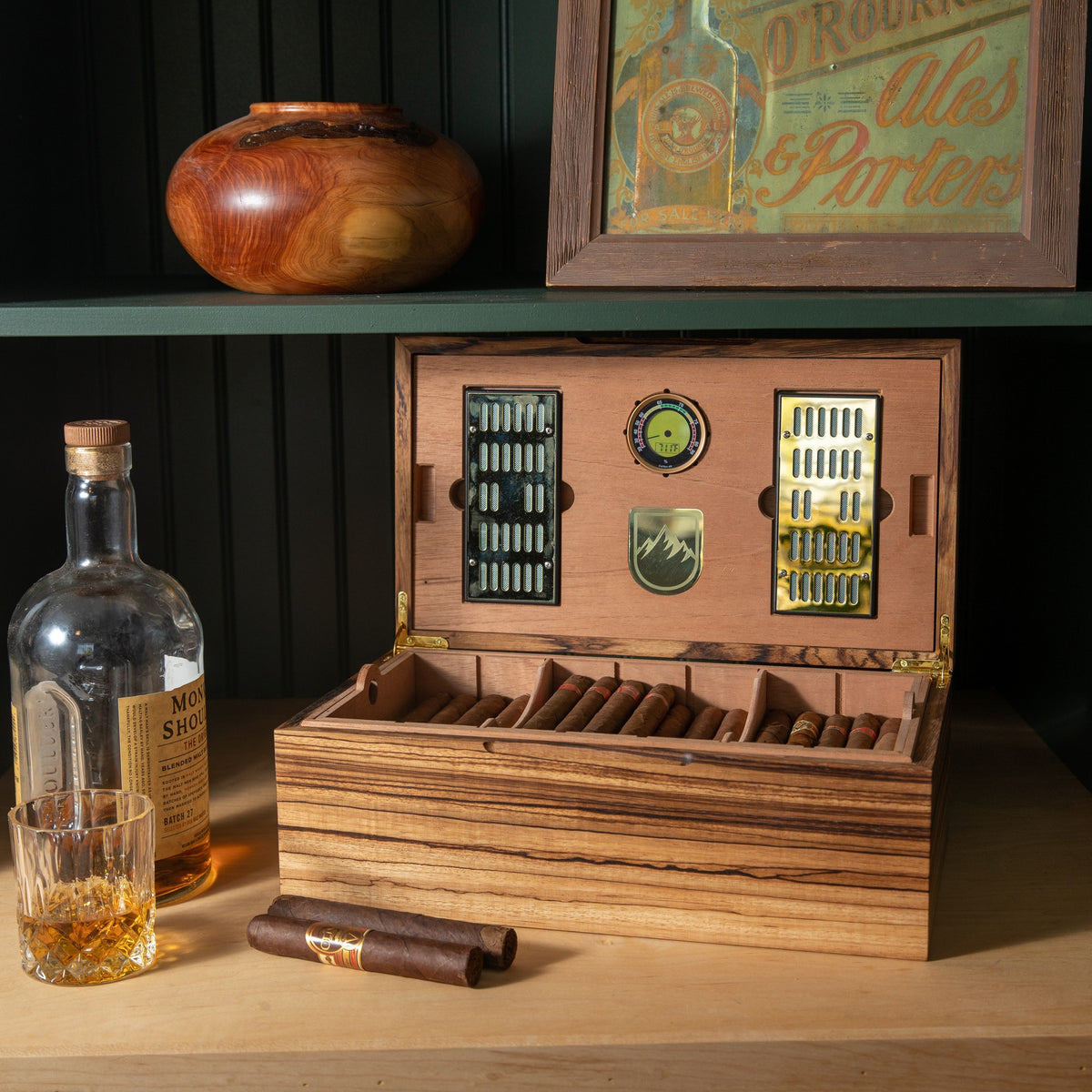 Zebrawood Cigar Humidor, handmade by Red Ridge Woodworking, view 19