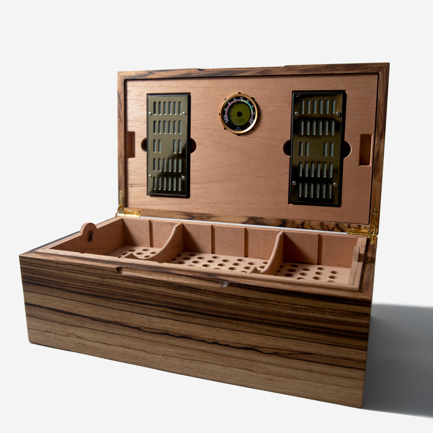 Zebrawood Humidor with Spanish Cedar Lining | 80 Churchills