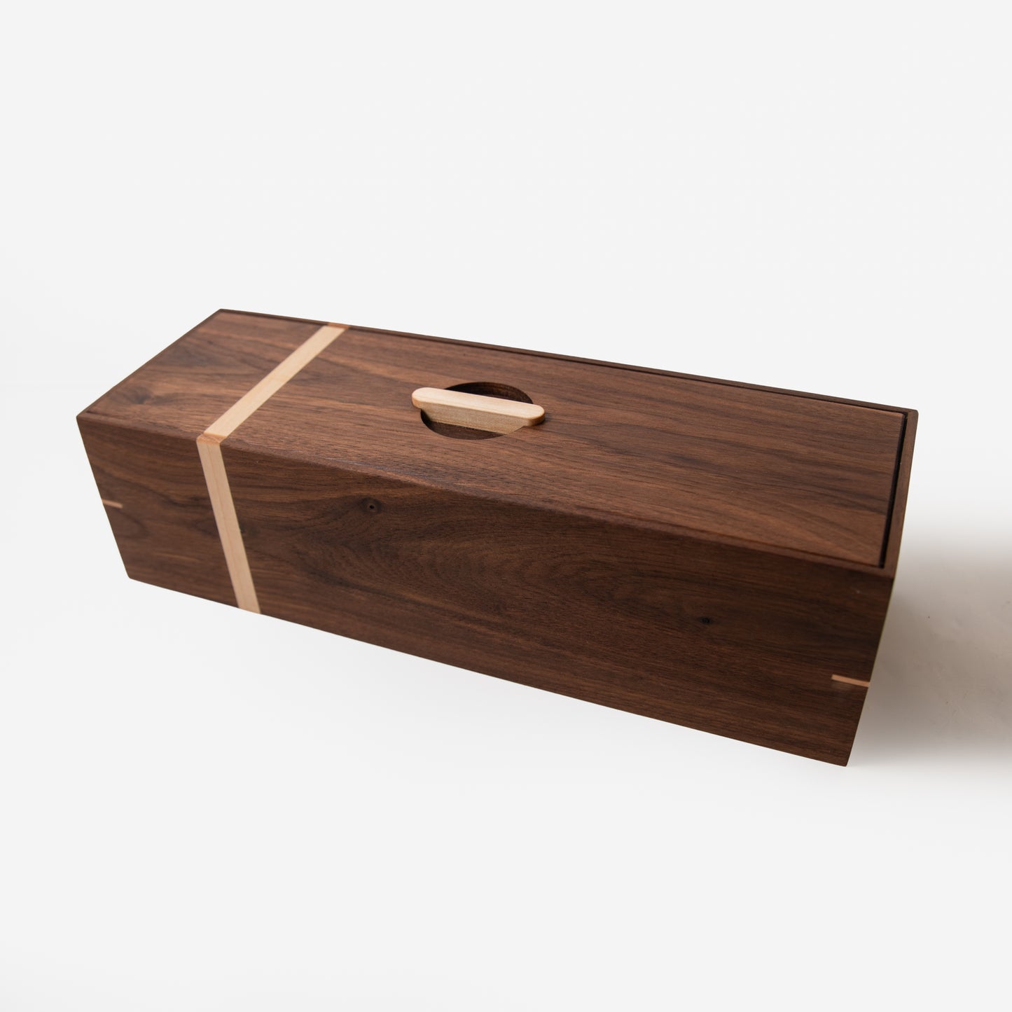 Black Walnut Tea Storage Box with Maple Accents