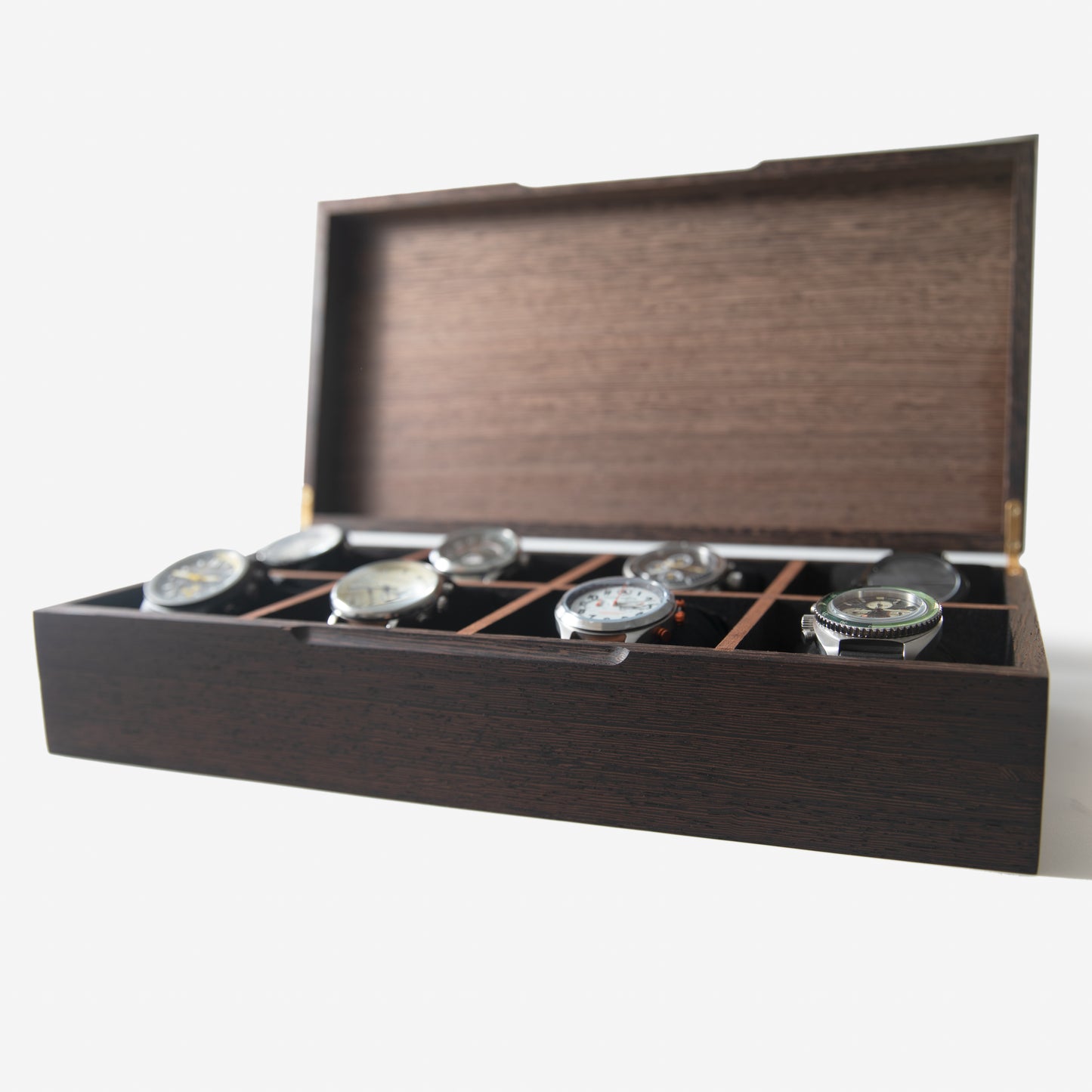 Watch Box - Wenge Hardwood - 8 Watch Compartments