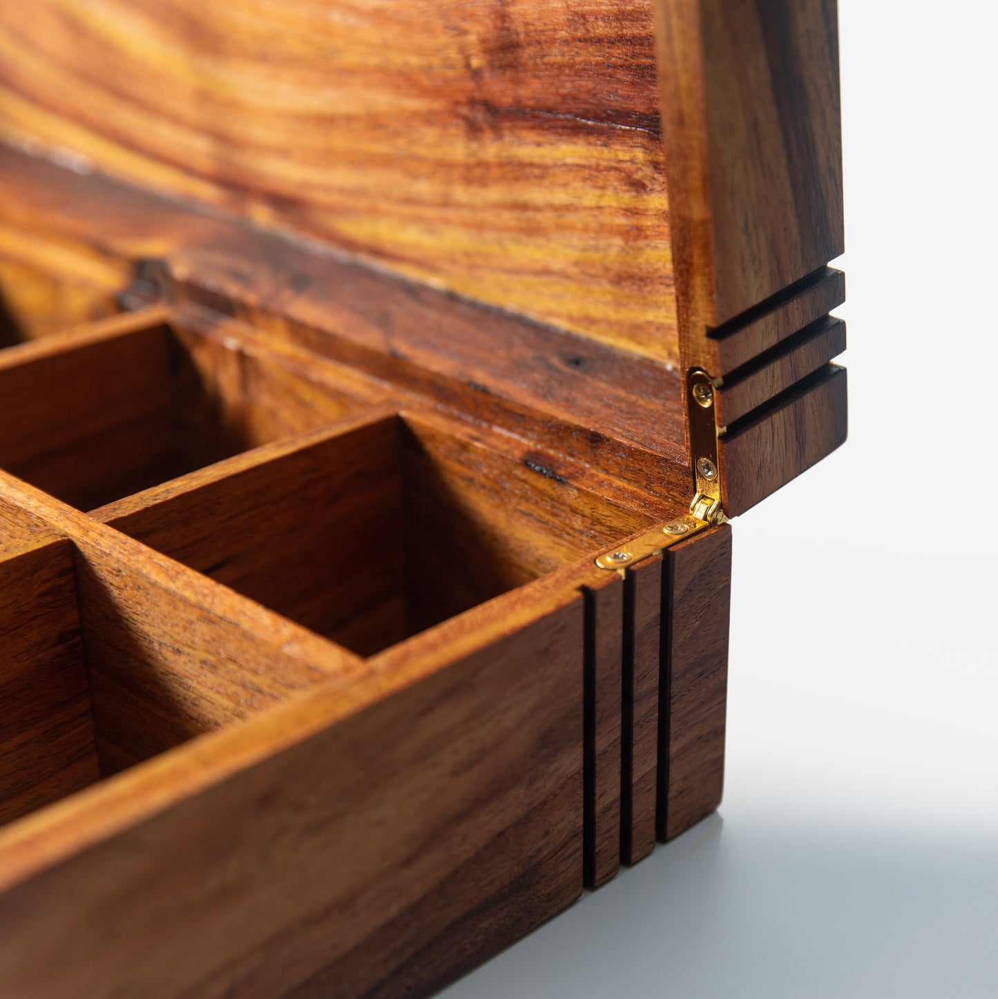 Rustic Mesquite Tea Chest - Handcrafted with 8 compartments and Hinged Lid with Brass Hinges