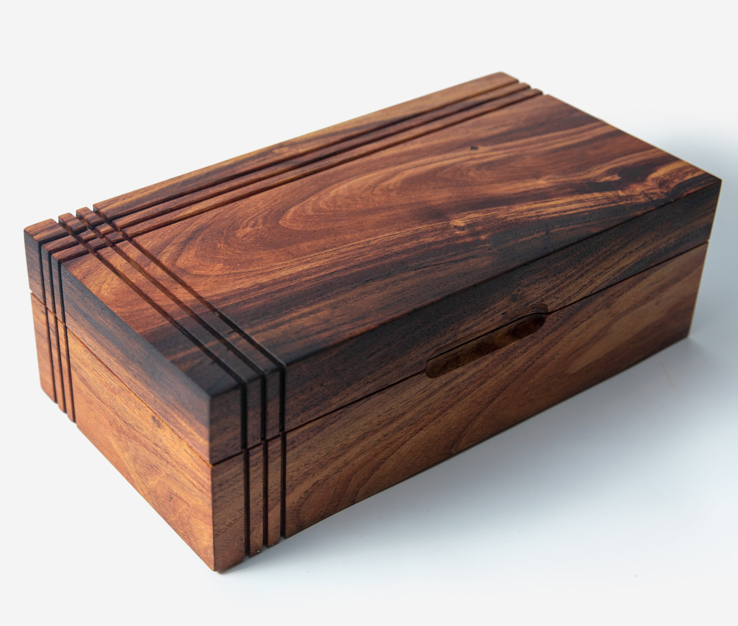 Rustic Mesquite Tea Chest - Handcrafted with 8 compartments and Hinged Lid with Brass Hinges